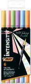 BIC Intensity Dual Tip - 6 Feutres de coloriage double pointe pinceau - couleurs pastels assorties