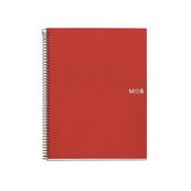 Miquelrius The Original - Cahier de notes - reliure à spirale - A5 - 150 feuilles / 300 pages - petits carreaux - 2 trous - rouge - polypropylène (PP)