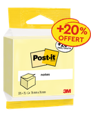 Post-it® - Cube de Notes - 76 mm x 76 mm 450 Feuilles/Bloc - 100% PEFC - jaune Canari 