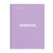 Notebook Emotions, couverture rigide, A4, quadrillage 5x5 mm, 80 feuilles de 1 couleur, Miquelrius, Lavande.