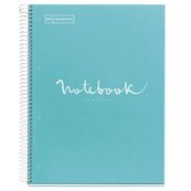 Notebook Emotions, couverture rigide, A4, quadrillage 5x5 mm, 80 feuilles de 1 couleur, Miquelrius, Bleu ciel.