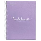 Notebook Emotions, couverture rigide, A4, quadrillage 5x5 mm, 80 feuilles de 1 couleur, Miquelrius, Lavande.