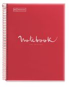 Notebook Emotions, couverture souple, A4, quadrillage 5x5 mm, 80 feuilles de 1 couleur, Miquelrius, Rouge.