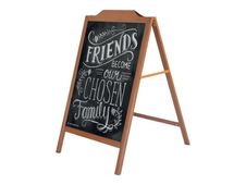 Promocome - Chevalet de sol bois fond ardoise - 60 x 80 cm - double face