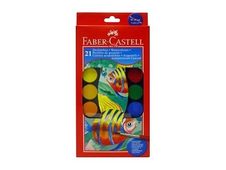 Faber-Castell - 21 pastilles de gouache de couleur + 1 pinceau