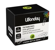 Wonday - 1000 Trombones galvanisés - 32 mm - acier