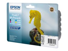 Epson T0487 Hippocampe - Pack de 6 - noir, cyan, cyan clair, magenta, magenta clair, jaune - cartouche d'encre originale