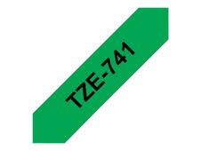 Brother TZe741 - Ruban d'étiquettes auto-adhésives - 1 rouleau (18 mm x 8 m) - fond vert écriture noire 