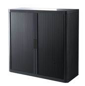 Armoire basse à rideaux EASY OFFICE - 110 x 104 x 41,5 cm - Corps, rideaux et poignée noir