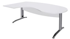 Bureau compact manager retour à gauche IDRA - 200 cm - Pied alu - Blanc perle (Pieds de renfort obligatoire à rajouter - non inclus)