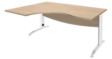 Bureau compact à gauche IDRA - L180 cm - Pieds blanc - plateau imitation Chêne clair (Pieds de renfort obligatoire à rajouter - non inclus)