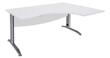 Bureau compact à droite IDRA - L180 cm - Pieds alu - plateau Blanc perle (Pieds de renfort obligatoire à rajouter - non inclus)
