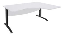 Bureau compact à droite IDRA - L160 cm - Pieds anthracite - plateau Blanc perle (Pieds de renfort obligatoire à rajouter - non inclus)