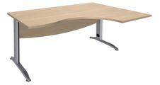 Bureau compact à droite IDRA - L160 cm - Pieds alu - plateau imitation Chêne clair (Pieds de renfort obligatoire à rajouter - non inclus)