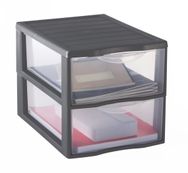 Sundis- Tour de rangement Orgamix - A4 - 2 tiroirs - argent/transparent