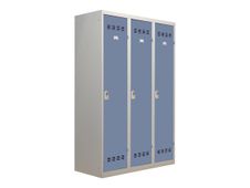 Vestiaire Industrie Salissante - 3 portes - 180 x 120 x 50 cm - gris/beu