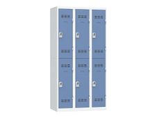 Vestiaire multicases - 3 colonnes - 6 portes - 180 x 90 x 50 cm - gris/bleu