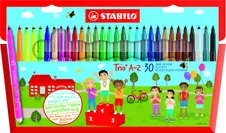 STABILO Trio A-Z - 30 Feutres dont 5 fluo - pointe moyenne