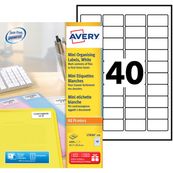 Avery - 4000 Mini Étiquettes multi-usages blanches - 45,7 x 25,4 mm - Impression laser - réf L7654-100