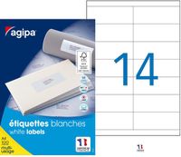 Apli Agipa - 1400 Étiquettes adhésives blanches multi-usages - 105 x 40 mm - coins droits - réf 119017