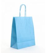 Logistipack - 50 Sacs cadeau kraft - poignées torsadées - 22 cm x 12 cm x 31 cm - turquoise