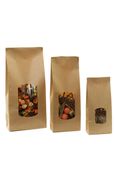 100 Sachets kraft alimentaires à fenêtre - 21,5 x 9 + 5 cm