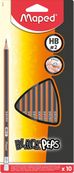 Maped Black'Peps - Pack de 10 crayons à papier - HB - 2,2 mm - embout gomme