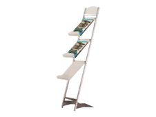 Promocome - Porte-brochures de sol A4 3 niveaux - gris - usage intérieur
