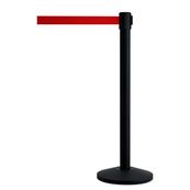 Promocome - Poteau de guidage noir avec sangle rétractable rouge