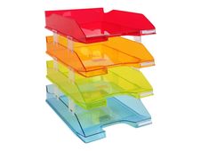 Exacompta COMBO Glossy - 4 Corbeilles à courrier - coloris translucides assortis