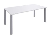 Bureau droit EXPRIM - L140 cm - Plateau Blanc perle - Pieds alu