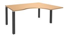 Bureau compact EXPRIM - L180 cm - Retour droite - Plateau imitation Hêtre - Pieds carbonne (Pieds de renfort obligatoire à rajouter - non inclus)