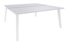 Bureau double STEELY - L140 cm - Double face Depart - Pieds blanc - plateau Blanc Perle