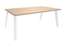 Bureau STEELY Manager - L180 x P100 x H72,5 cm - plateau imitation Chêne clair - Pieds blanc