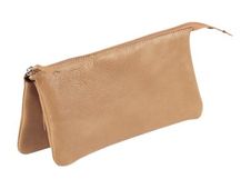 Clairefontaine - Trousse plate 3 compartiments - cuir naturel