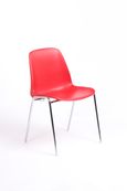 Chaise CHARLOTTE - pieds chromés avec accroches - rouge