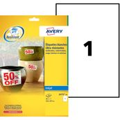 Avery - 10 Étiquettes ultra résistantes blanches - A4 - Impression jet d'encre - réf J4775-10