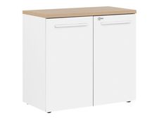 Rangement bas YES ! - L80 x H74 x P42 - 2 portes - Façade blanche - Dessus chêne
