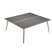Bureau Bench LEONARDO - L180 x H74 x P168 - Pieds bois - Anthracite chants chêne