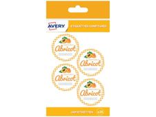 Avery - 20 Étiquettes rondes confiture abricot - diamètre 47,5 mm