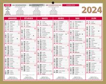 Bouchut Lunor - Calendrier bancaire 6 mois par face - 21 x 26,5 cm - or