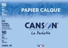 Canson - Pochette papier à dessin calque - 12 feuilles - A4 - 90G