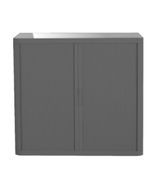 Armoire basse à rideaux EASY OFFICE - 110 x 104 x 41,5 cm - Corps, rideaux et poignée anthracite