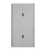 Armoire haute à rideaux EASY OFFICE - 110 x 204 x 41,5 cm - Corps et rideaux gris - Poignée anthracite