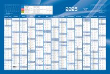 Quo Vadis - Calendrier horizontal 13 mois sur 1 face - 43 x 65 cm - bleu