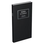 Lecas - Agenda Banquier Long - 1 jour sur 2 pages - 2nd volume - 15 x 34 cm - noir
