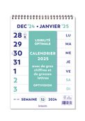 Optivision Wire-O - Calendrier 1 semaine sur 2 pages - caractères agrandis - 21 x 29,7 cm - Brepols