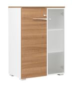 Rangement mi-hauteur XENON - L80 x H114 x P45 - 2 portes dont 1 vitrée - Merisier italien
