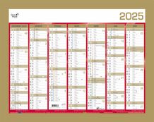 Quo Vadis - Calendrier bancaire 7 mois par face - 33 x 43 cm - or