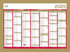 Quo Vadis - Calendrier bancaire 7 mois par face - 40,5 x 55 cm - or